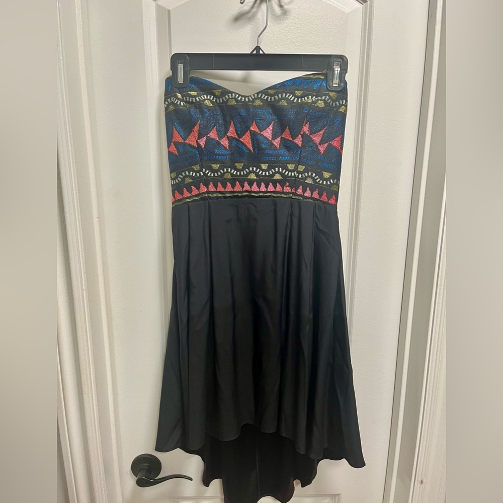 Strapless silk mini dress